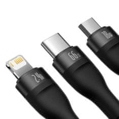 BASEUS Universal Flash Series II 3-in-1 Fast Charging Data Cable (Type-C to Micro + Lightning + Type-C) 66W, 1.2m čierna (CASS040001)