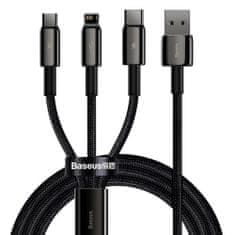 BASEUS Universal Tungsten 3-in-1 USB cable (Type C / Lightning / micro USB) 3.5A 1.5m čierna (CAMLTWJ-01)