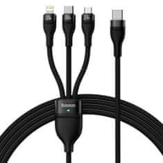 BASEUS Universal Flash Series II 3-in-1 Fast Charging Data Cable (Type-C to Micro + Lightning + Type-C) 100W, 1.5m čierna (CASS030201)