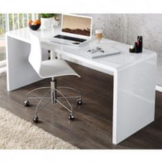 Písací stôl CasaDolce FILLY, biely vysoký lesk, 140x60x75 cm v modernom dizajne
