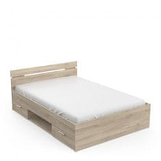Casa Vital Praktická posteľ MEDIN, dub Cronberg, rozmer 144,5x204,3x74,2 cm. pre matrac 140x200 cm, s dvoma zásuvkami