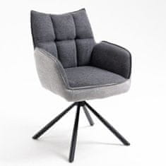 Casa Vital Sada 2 jedálenských stoličiek OGNIR 2, textil, tmavosivá + svetlosivá, čierny kovový rám, s podrúčkami