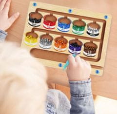 Shopdbest Magnetická tabuľa na triedenie farieb - Edukatívna magnetická bludisková tabuľa z kvalitného dreva