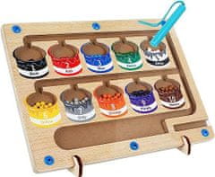 Shopdbest Magnetická tabuľa na triedenie farieb - Edukatívna magnetická bludisková tabuľa z kvalitného dreva
