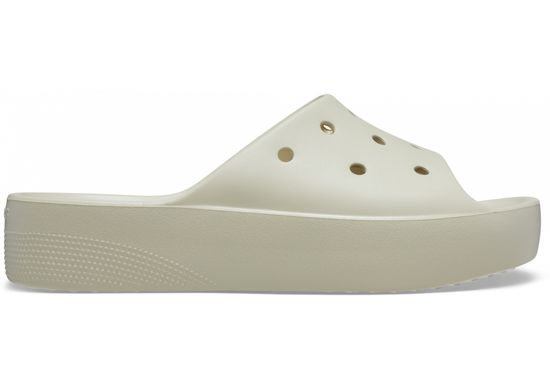 Crocs Classic Platform Slides pre ženy, 41-42 EU, W10, Šlapky, Sandále, Papuče, Bone, Béžová, 208180-2Y2