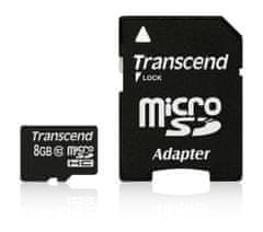 Transcend 8GB microSDHC (Class 10) pamäťová karta (s adaptérom)