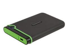 Transcend 4TB StoreJet 25M3C SLIM, 2.5”, USB-C (3.1 Gen 1) Externý Anti-Shock disk, tenký profil, šedo/zelený