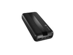 Natec powerbanka TREVI 20000 mAh 2X USB-A +1X USB-C, čierna