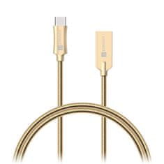 Connect IT Wirez Steel Knight USB-C (Type C) - USB-A, kovové zlato, 2,1 A, 1 m