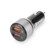 Ednet Digitus USB nabíjačka do auta, rýchle nabíjanie 3.0, 2 vstupné porty 12-24V, výstupy: 3-6.5V/3A, 5V/2.4A