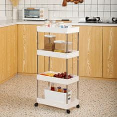 Severno Pojazdná skrinka kuchynský, kúpeľňový regál na kolieskach biela 90 cm