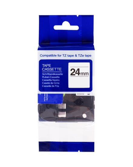 PrintLine kompatibilná páska s Brother TZE-555, 24mm, biela tlač/modrý podklad