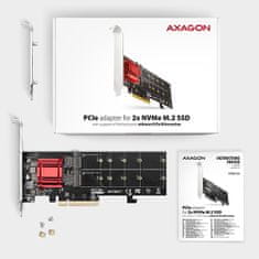 AXAGON PCEM2-ND, PCI-Express x8 radič pre pripojenie až dvoch NVMe M.2 SSD diskov k počítaču