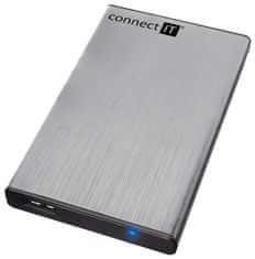 Connect IT externý box LITE pre HDD 2,5" SATA, USB 3.0 strieborný