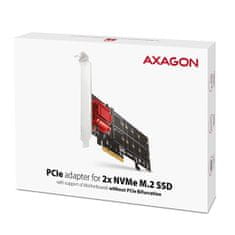 AXAGON PCEM2-ND, PCI-Express x8 radič pre pripojenie až dvoch NVMe M.2 SSD diskov k počítaču
