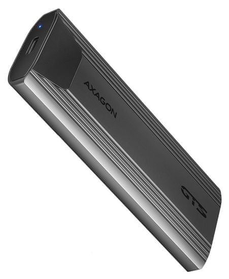 AXAGON kovový box na M.2 NVMe SSD / EEM2-GTSA / USB-C 3.2 Gen 2 / USB 3.2 Gen1 / kábel 20cm / bezskrutkový