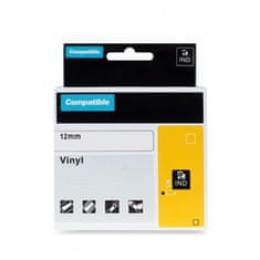 PrintLine kompatibilná páska s DYMO 18444, 12mm, 5.5m, čierna tlač/biela p., RHINO, vinyl.