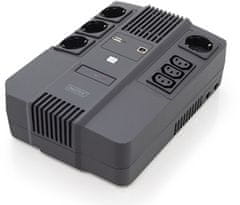 Digitus UPS všetko-v-jednom, 800VA / 480W, LED 12V / 9Ah x1, 4x CEE 7 / 7,3x IEC C13, USB, RJ45