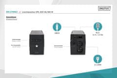 Digitus Professional Line-interaktívny UPS, 600VA / 360W 12V / 7Ah x1, 2x CEE 7/7, AVR, RJ-11, LED displej