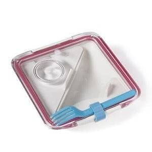 Apetit BLACK-BLUM Lunch box Apetít biely/ružový modrá vidlička