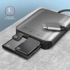 CRE-S3C, USB-C 3.2 Gen 1 - SUPERSPEED čítačka kariet 3-slot & lun SD/microSD/CF, podpora UHS-II