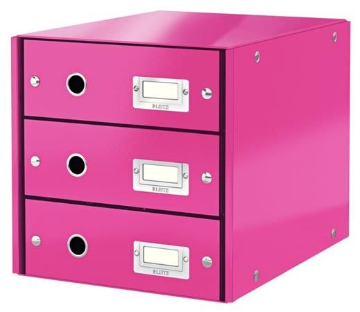 WEBHIDDENBRAND Zásuvkový box Click&Store, 3 zásuvky, ružová