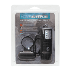 ABS Vodotesný čierny vibračný krúžok na ovládanie - Aqua Silks Cockring