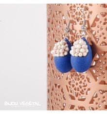 Živé šperky - Náušnice Slza modré s trvalými bielymi kvetmi