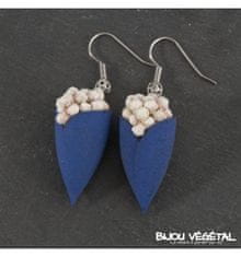 Živé šperky - Náušnice Tulipán modré s trvalými bielymi kvetmi