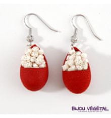 Živé šperky - Náušnice Slza červené s trvalými bielymi kvetmi