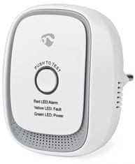 Nedis šikovný detektor plynu/ Zigbee 3.0/ sieťové napájanie/ životnosť 5 rokov/ EN 50194-1:2009/ Android & iOS/ 75 dB/ biely
