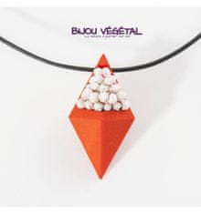 Radis et Capucine Živé šperky - Náhrdelník Diamant oranžový s trvalými bielymi kvetmi
