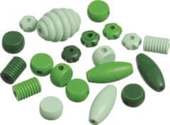 Drevené korálky mix rôzne tvary - zelená 20 ks