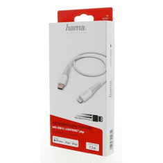 HAMA MFi USB-C Lightning nabíjací/dátový kábel pre Apple, 1,5 m, biely