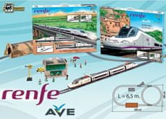 Vysokorýchlostný vlak Renfe Ave s horským tunelom a stanicou