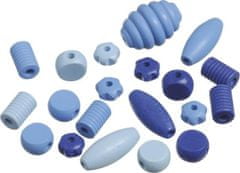 Drevené korálky mix rôzne tvary - modrá 20 ks