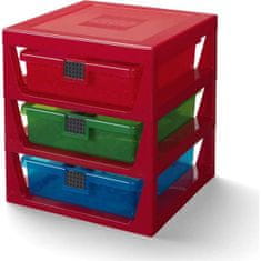LEGO Organizér s tromi zásuvkami - červený