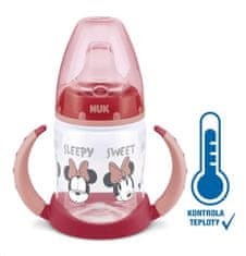 Nuk Dojčenská fľaša na učenie Disney Mickey s kontrolou teploty 150 ml červená
