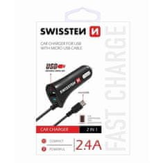 SWISSTEN CAR CHARGER MICRO USB a USB 2,4A POWER