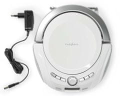 Nedis CD prehrávač Boombox/ výkon 9 W/ napájanie z batérie/ sieťové napájanie/ stereo/ BT/ FM/ USB/ biely