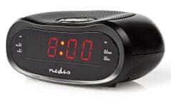 Nedis digitálny budík s rádiom/ LED displej/ AM/ FM/ funkcia odloženého budenia/ časovač vypnutia/ 2 alarmy/ čierny