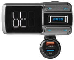 Nedis FM Transmitter do auta/ Hands free volanie/ 2.0 "/ LED obrazovka/ Bluetooth 5.0/ 12 - 24 V DC/ 3 A/ 2x USB/ čierny