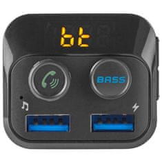 Nedis FM Transmitter do auta/ Hands free volanie/ 1.0 "/ LED obrazovka/ Bluetooth 5.0/ 12 - 24 V DC/ 2.4 A/ 2x USB/ čierny