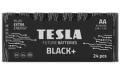 TESLA BLACK+ alkalická batéria AA (LR06, ceruzková, fólia) 24 ks