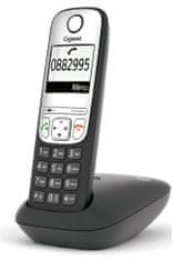 Siemens GIGASET A690HX - DECT/GAP prídavné slúchadlo vr. nabíjačky pre bezdrôtový telefón, farba čierna/ strieborná