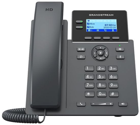 Grandstream GRP2602G VoIP telefón, 4x SIP, grafický podsvietený 2,21" displej, 2x Gbps RJ45, PoE