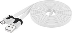 PremiumCord Kábel micro USB 2.0, AB 2m, plochý PVC kábel, biely