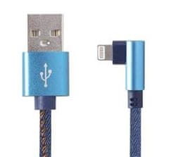 Gembird kábel nabíjací Lightning 8-pin (M) 90 ° na USB 2.0 (M), opletený, 1 m, modrý
