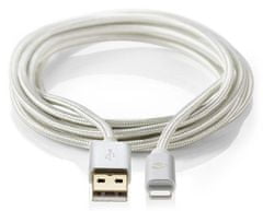 Nedis PROFIGOLD Lightning / USB 2.0 kábel / Apple Lightning 8pinový - USB-A zástrčka / nylon / strieborný / BOX / 3m