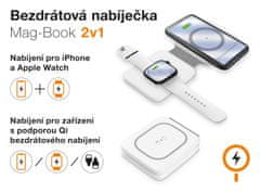 Aligator Bezdrôtová nabíjačka Mag-Book 2v1, určené pre MagSafe a nabíjanie Apple Watch, 15W, biela